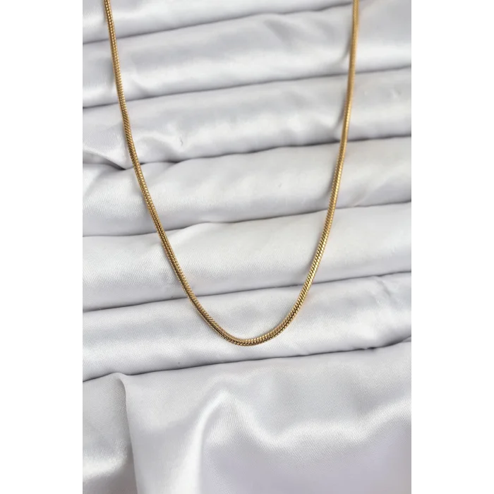 316L Çelik Zincir Gold Renk 60 cm Yılan Zincir Kadın Kolye