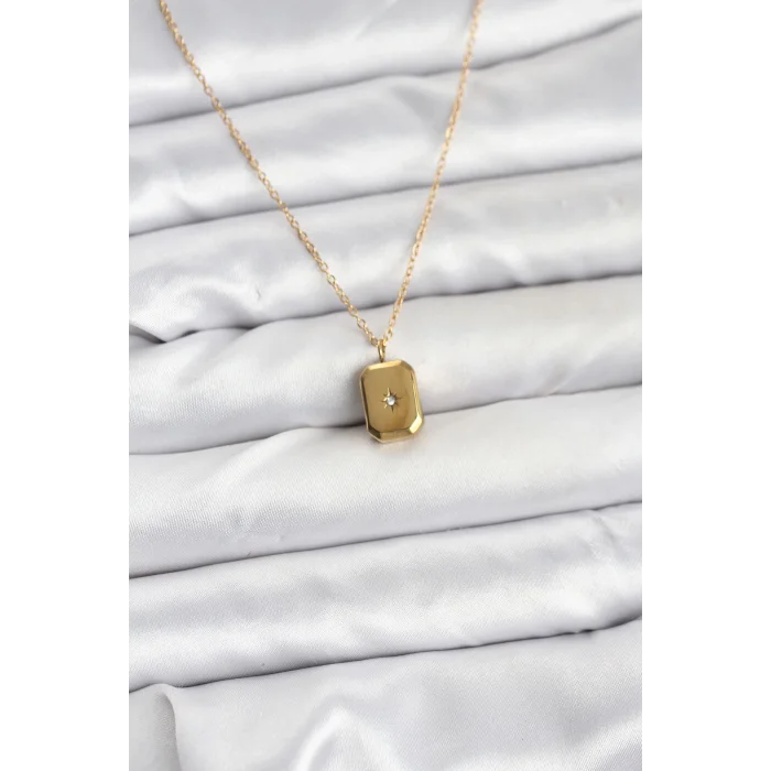 316L Çelik Zincir Gold Renk Minimal Kutup Yıldızı Model Kadın Kolye