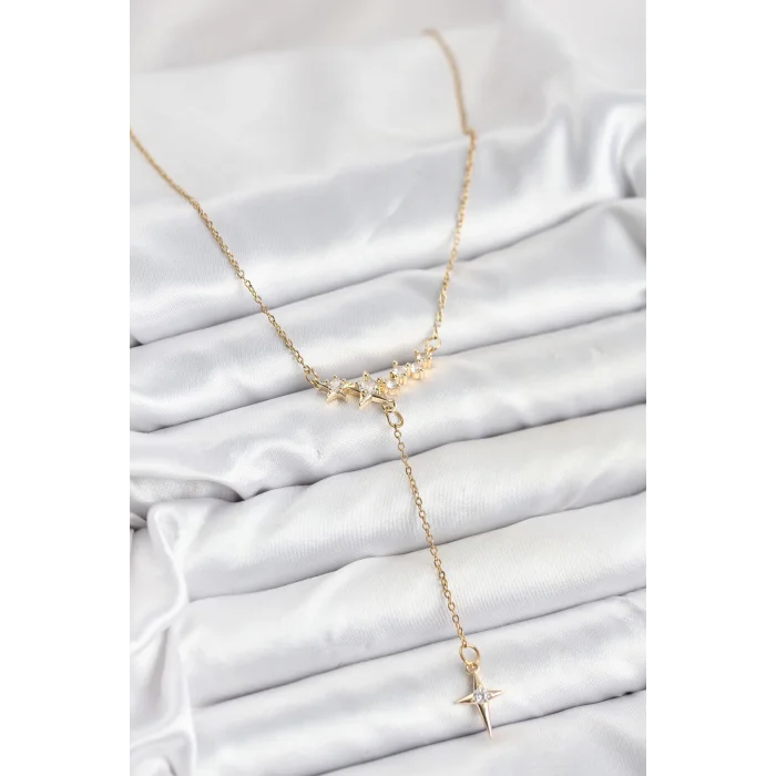 316L Çelik Zincir Gold Renk Yıldız Model Y Kadın Kolye
