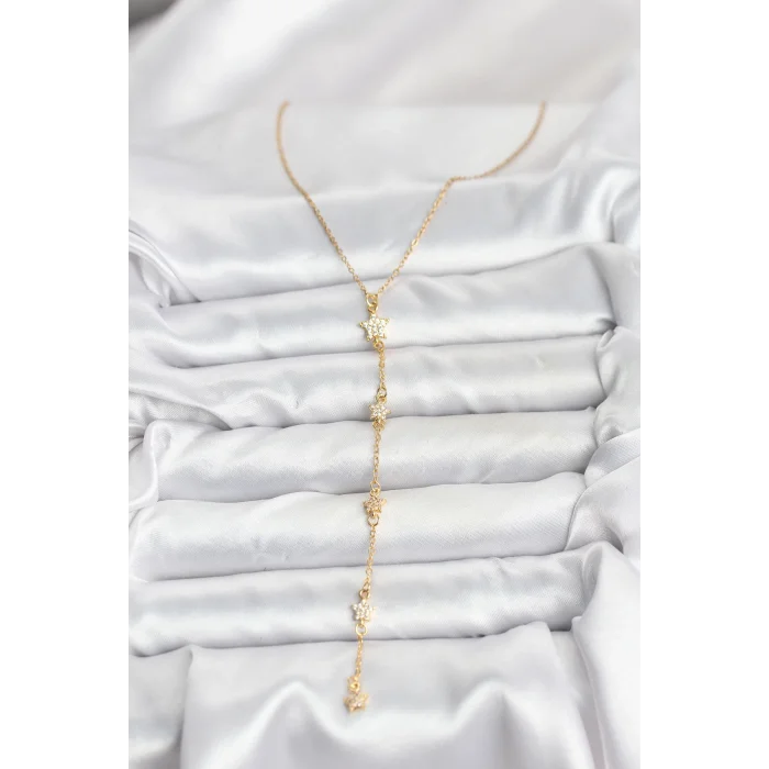 316L Çelik Zincir Gold Renkli Yıldız Model Kadın Y Kolye
