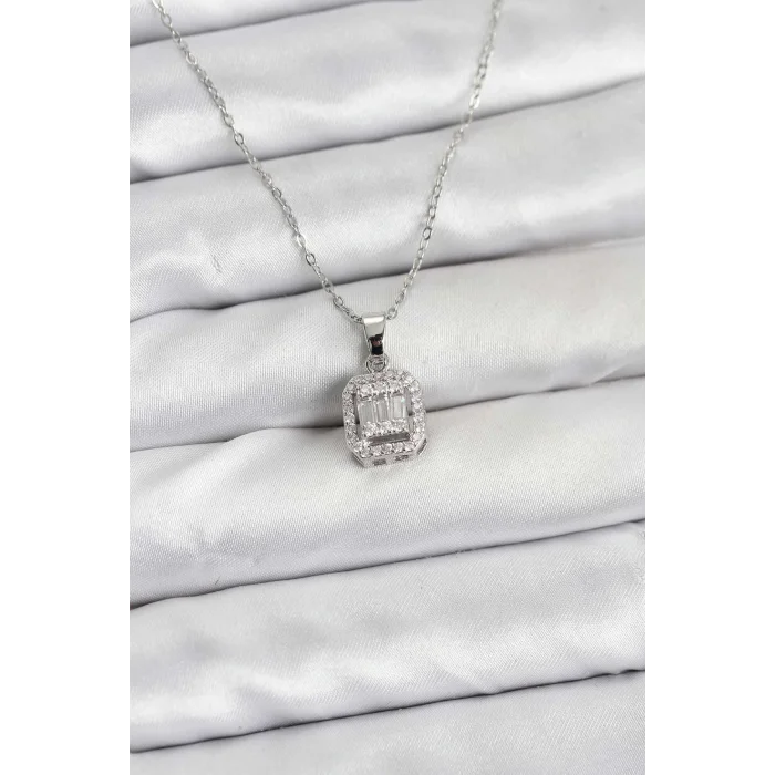 316L Çelik Zincir Gümüş Renk Baget Model Kadın Kolye