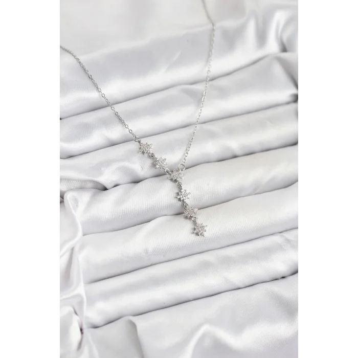 316L Çelik Zincir Gümüş Renk Kutup Yıldızı Model Kadın Kolye