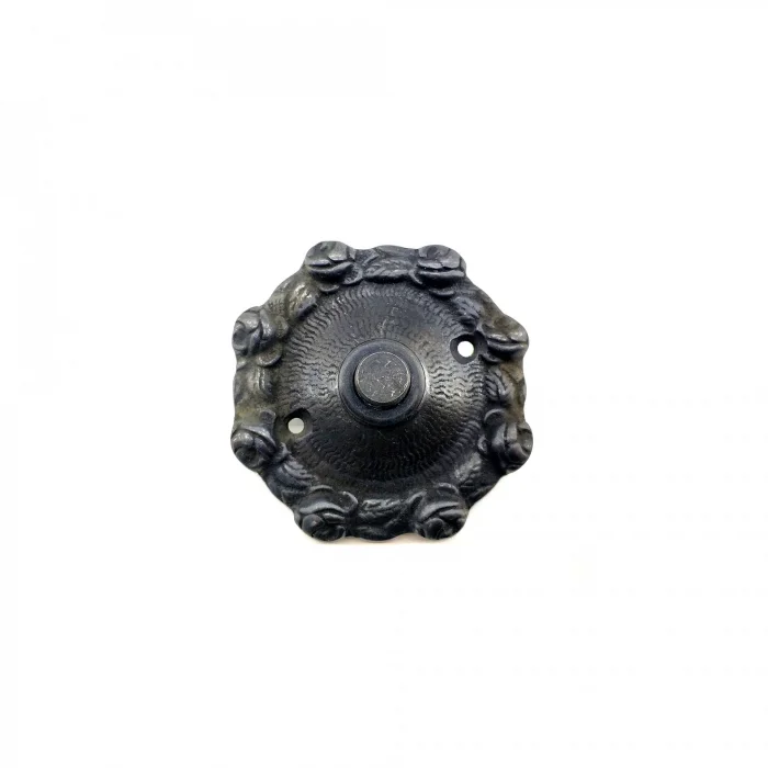 Antika Tarz Dekoratif Pirinç Güllü Kapı Zili - 75mm, Oksit