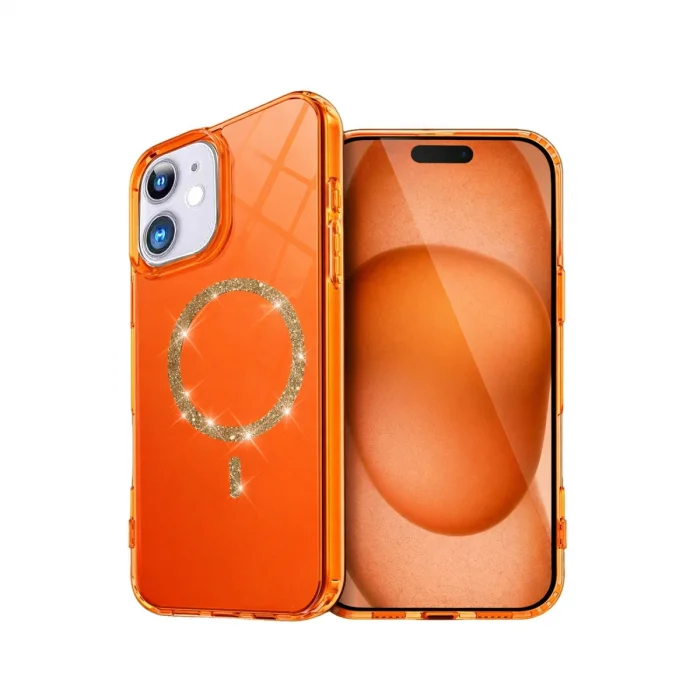 Apple İphone 11 Live Diamond Magsafe Kapak - Turuncu