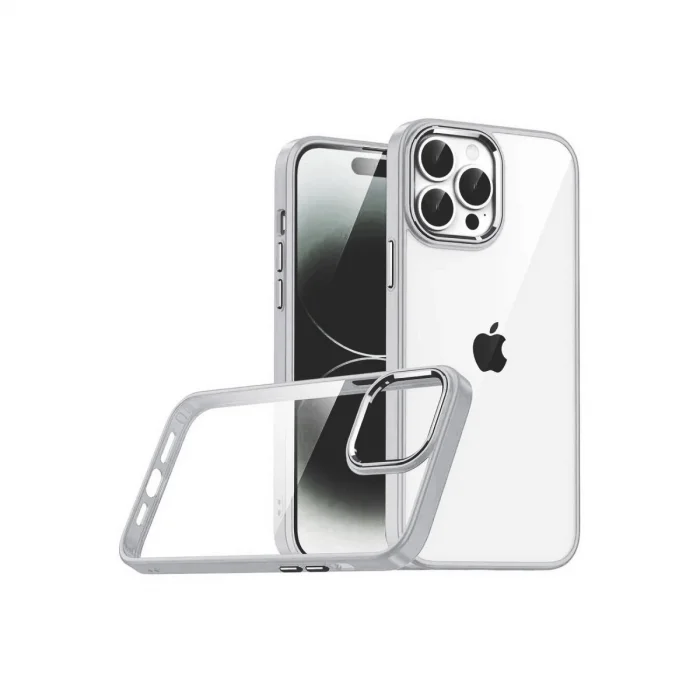 Apple İphone 15 Pro Max Razer Lensli Silikon - Gümüş