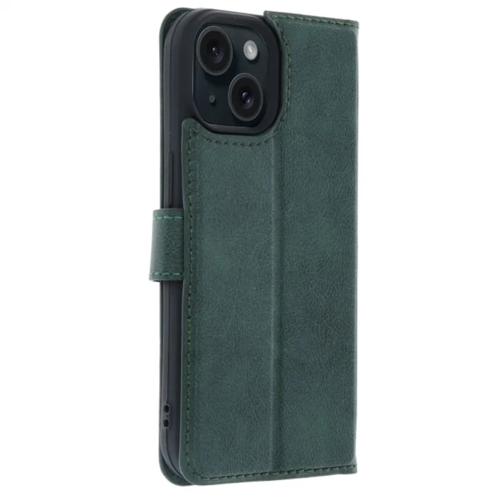 Apple İphone 15 Trend S Plus Kapaklı Kılıf - Yeşil