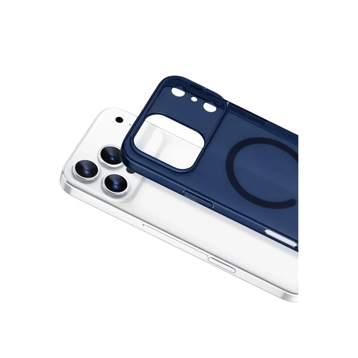 Apple İphone 17 Pro Combo Sert Şeffaf Magsafe Kapak - Mavi