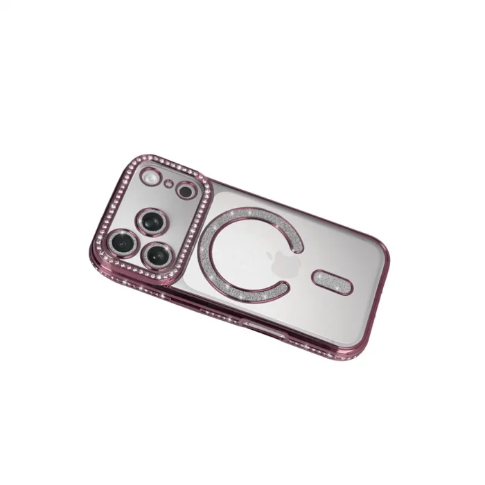 Apple İphone 17 Pro Joke Simli Magneticsafe Kılıf - Pembe