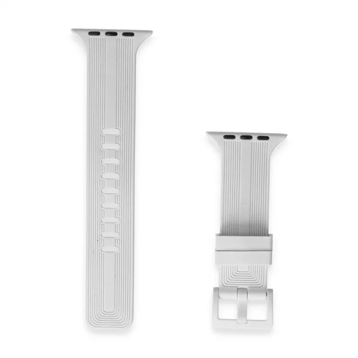 Apple Watch 38mm Kr408 Çizgili Silikon Kordon - Beyaz