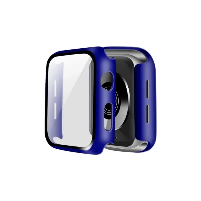 Apple Watch 45mm Camlı Kasa Ekran Koruyucu - Lacivert