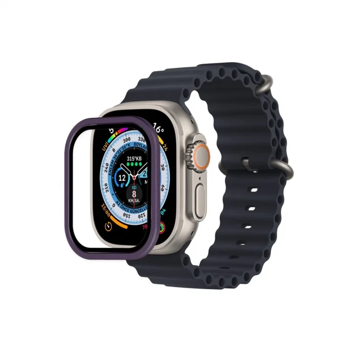 Apple Watch Ultra 49mm Alüminyum Kasa Cam Ekran Koruyucu - Mor