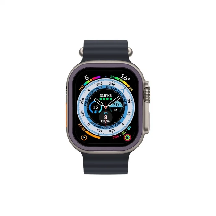 Apple Watch Ultra 49mm Alüminyum Kasa Cam Ekran Koruyucu - Mor