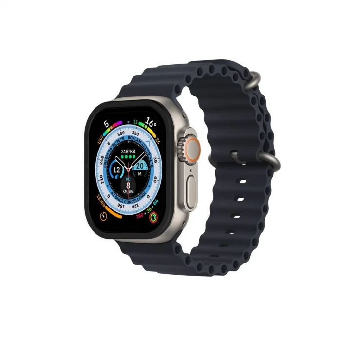 Apple Watch Ultra 49mm Alüminyum Kasa Cam Ekran Koruyucu - Siyah