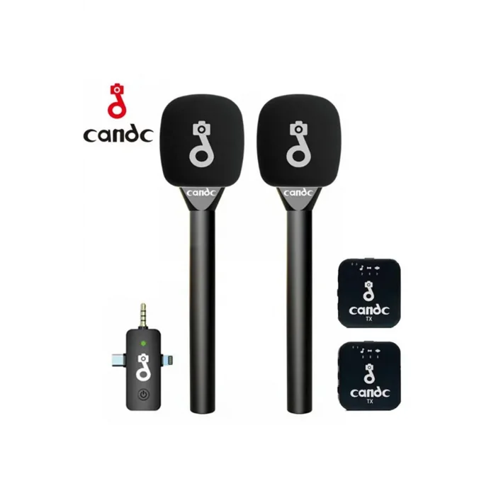 Çift Mikrofonlu Profosyonel Kablosuz Yüksek Kaliteli Ses Kaydı Röportaj Mikrofonu