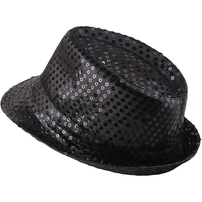 Çocuk Boy Siyah Payetli Şapka Gösteri Şapkası Michael Jackson Şapkası 54 No