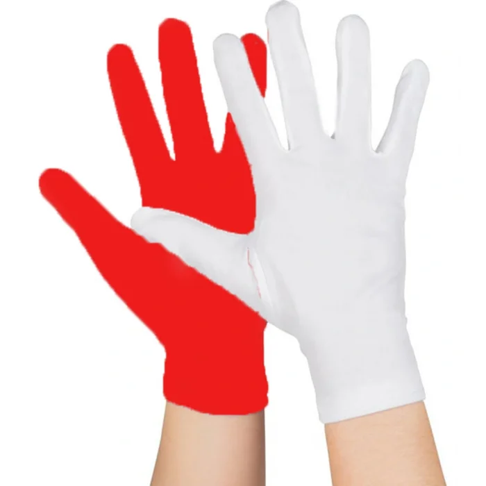 Gösteriler İçin 1 Çift Kırmızı Beyaz Pandomim Eldiveni Çocuk Boy