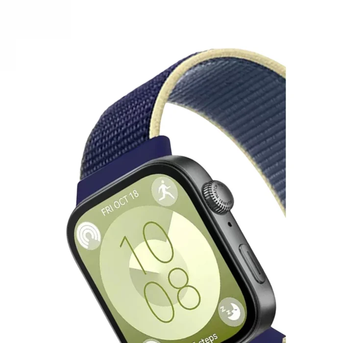 Huawei Fit 4 Hasırlı Cırtcırtlı Kordon - Sarı-lacivert