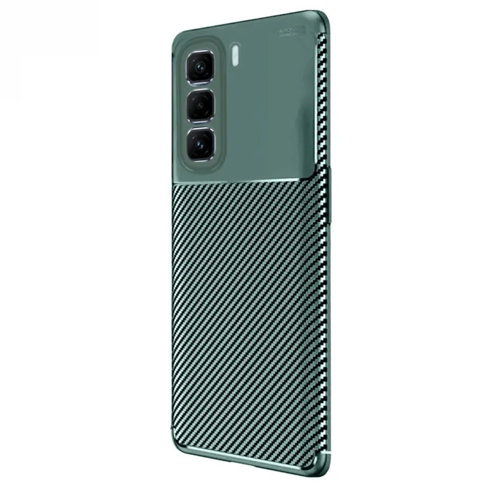 İnfinix Hot 50 4g Kılıf Auto Focus Karbon Kapak - Koyu Yeşil