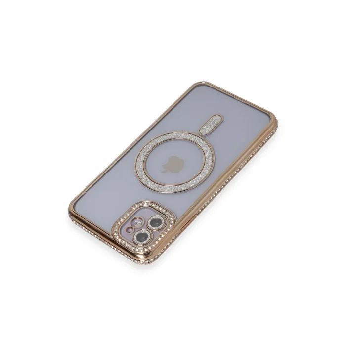 İphone 11 Kılıf Joke Simli Magneticsafe Kılıf - Gold