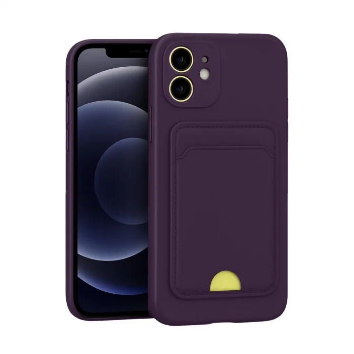 İphone 11 Kılıf Kelvin Kartvizitli Silikon - Derin Mor