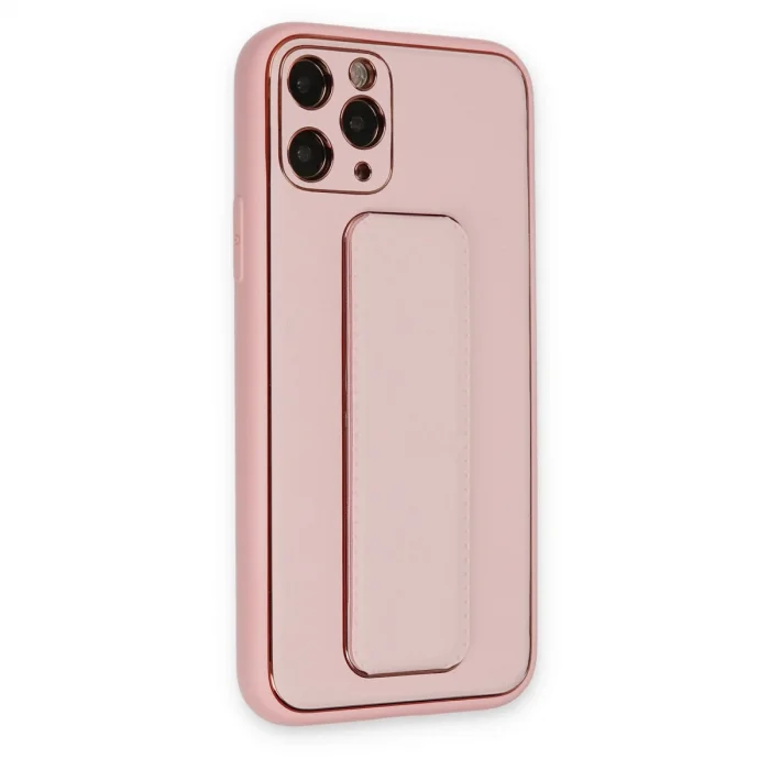 İphone 11 Pro Kılıf Coco Deri Standlı Kapak - Pembe