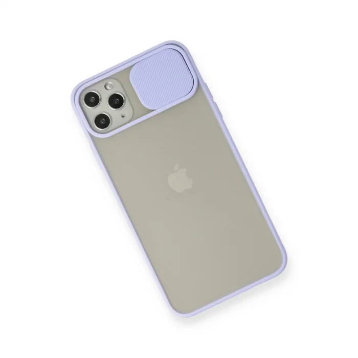 İphone 11 Pro Max Kılıf Palm Buzlu Kamera Sürgülü Silikon - Lila