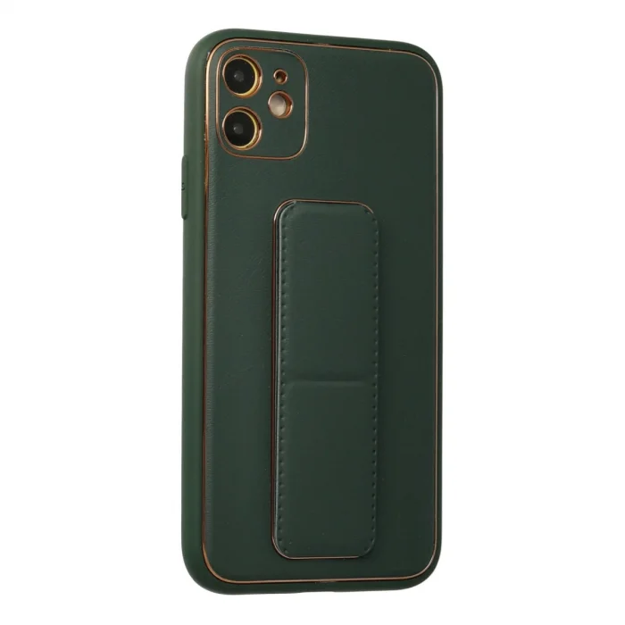İphone 12 Kılıf Coco Deri Standlı Kapak - Yeşil
