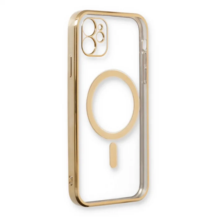 İphone 12 Kılıf Magneticsafe Lazer Silikon - Gold