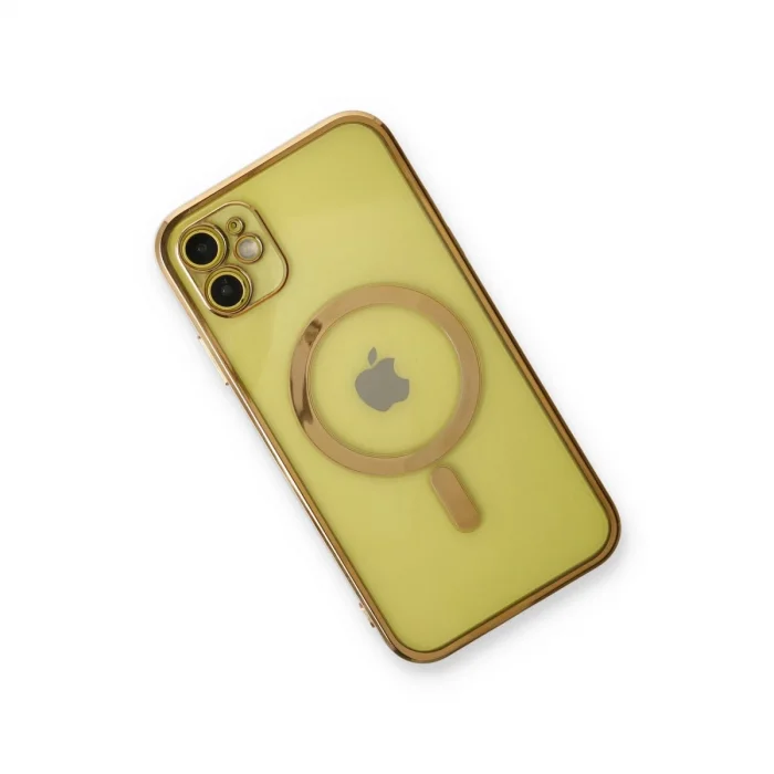 İphone 12 Kılıf Magneticsafe Lazer Silikon - Gold