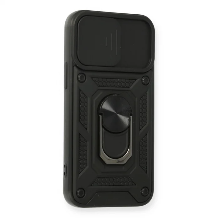 İphone 12 Mini Kılıf Pars Lens Yüzüklü Silikon - Siyah