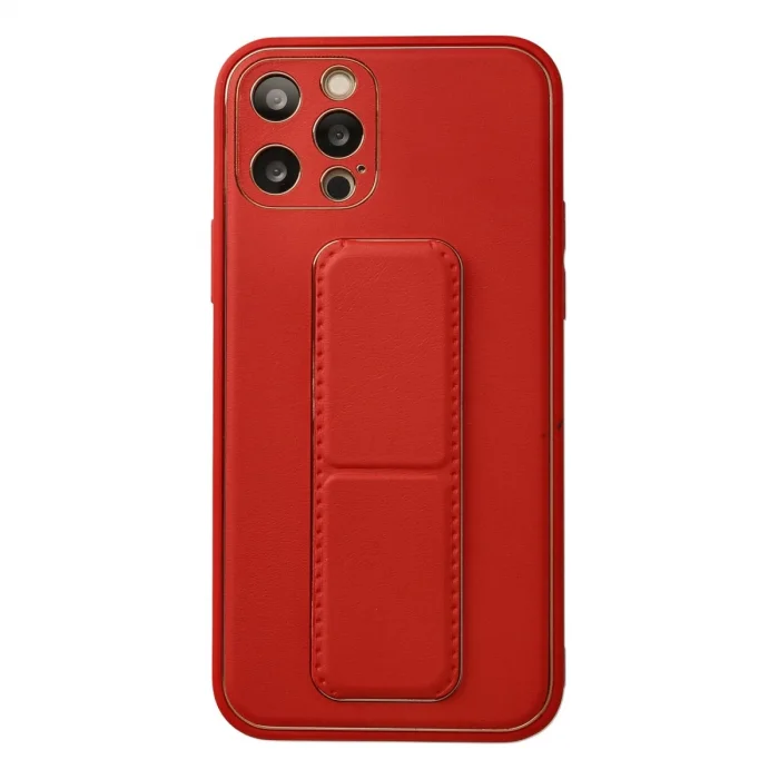 İphone 12 Pro Kılıf Coco Deri Standlı Kapak - Kırmızı