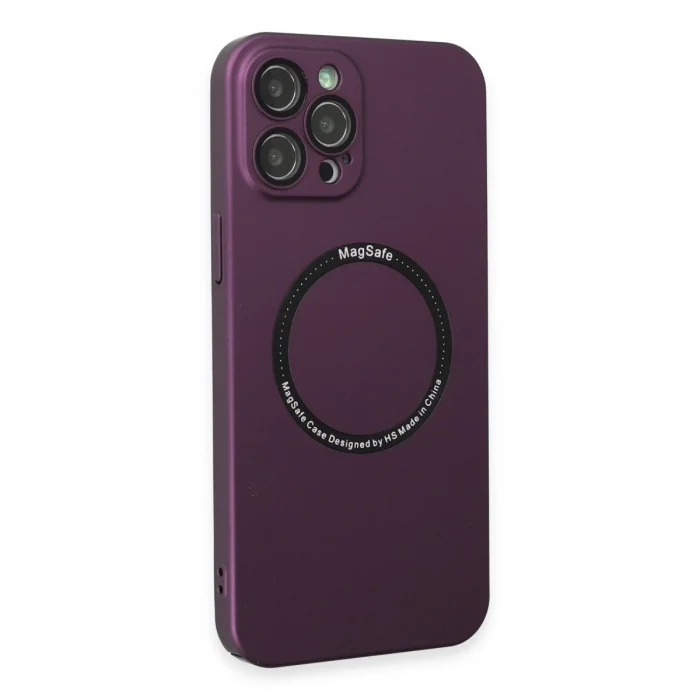 İphone 12 Pro Kılıf Jack Magneticsafe Lens Silikon - Mürdüm