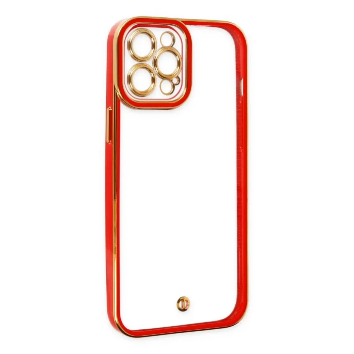 İphone 12 Pro Kılıf Liva Lens Silikon - Kırmızı