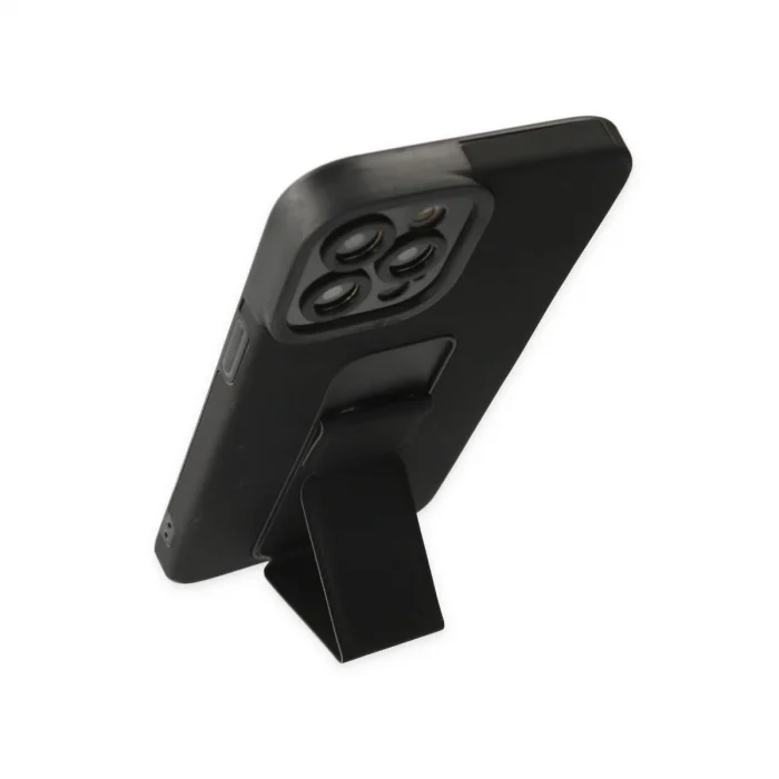 İphone 12 Pro Kılıf Mega Standlı Silikon - Siyah