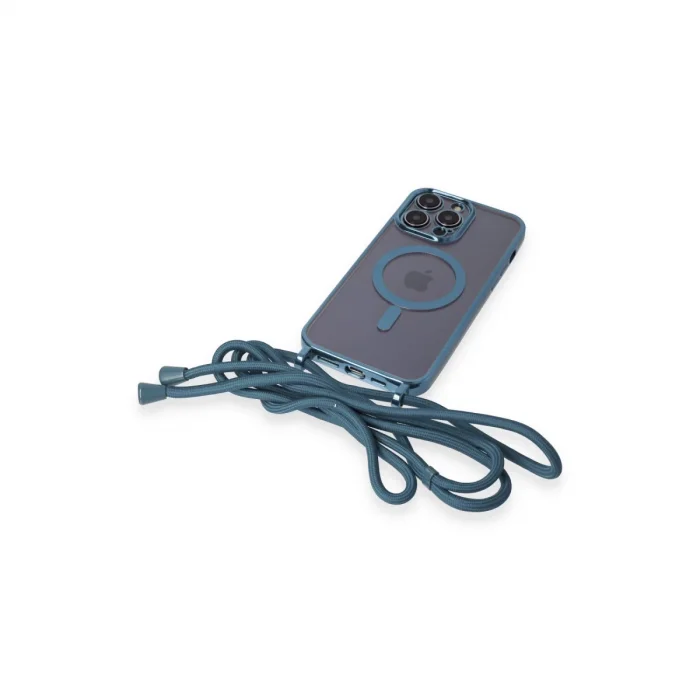 İphone 12 Pro Max Kılıf Divo Lazer Askılı Magsafe Kapak - Sierra Blue