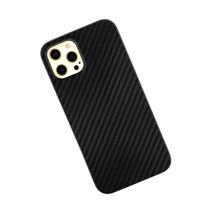 İphone 12 Pro Max Kılıf Karbon Pp Silikon - Siyah