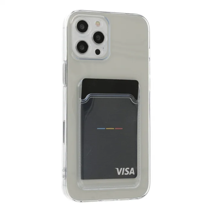 İphone 12 Pro Max Kılıf Kart Şeffaf Silikon - Şeffaf