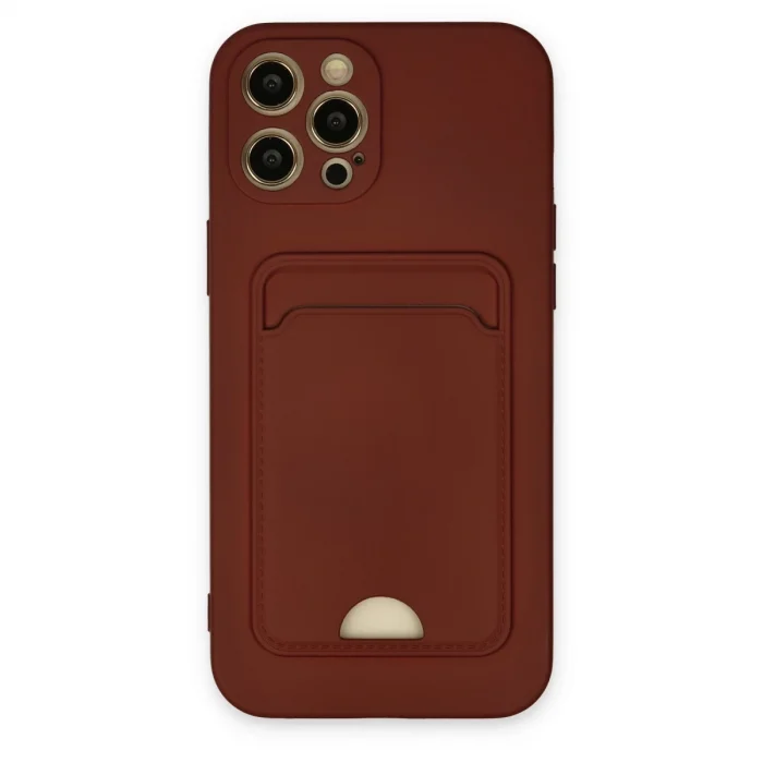 İphone 12 Pro Max Kılıf Kelvin Kartvizitli Silikon - Bordo