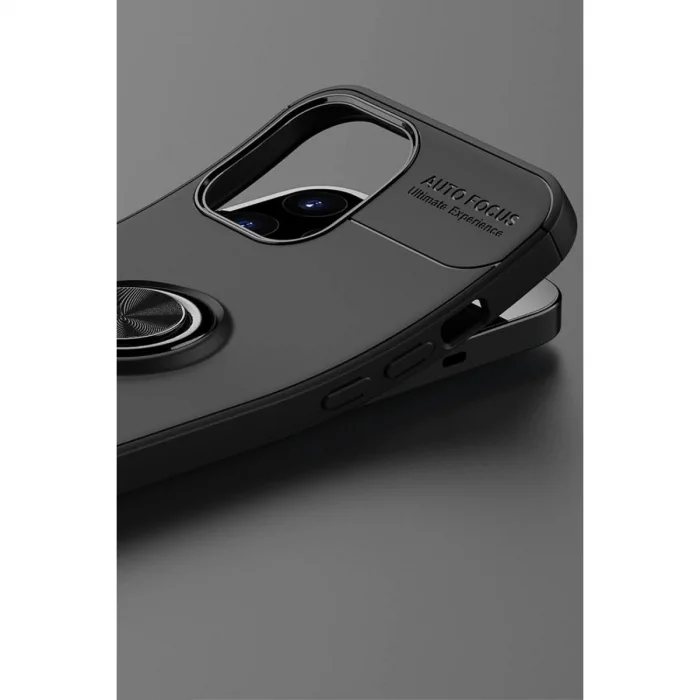 İphone 12 Pro Max Kılıf Range Yüzüklü Silikon - Siyah-gold