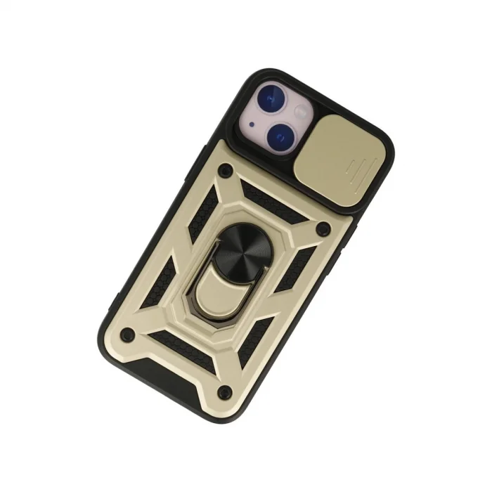 İphone 13 Kılıf Pars Lens Yüzüklü Silikon - Gold