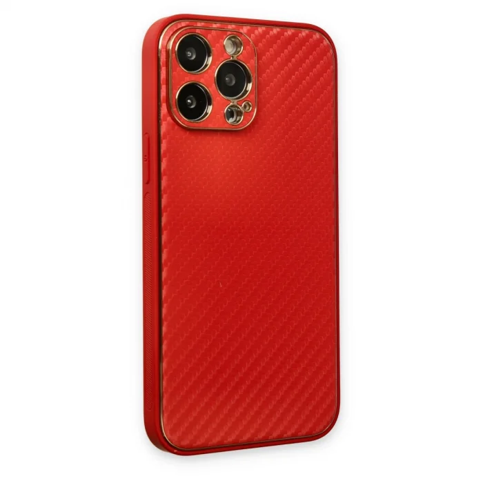 İphone 13 Pro Kılıf Coco Karbon Silikon - Kırmızı