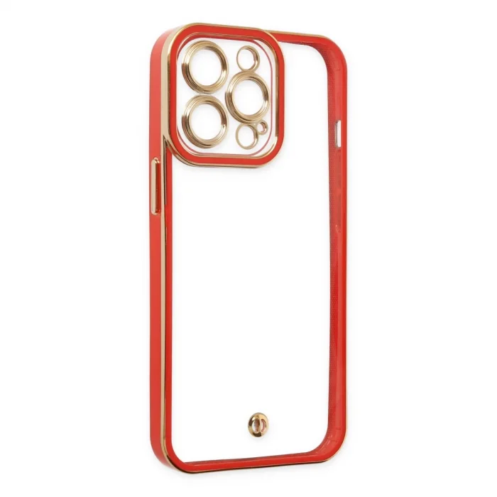 İphone 13 Pro Kılıf Liva Lens Silikon - Kırmızı