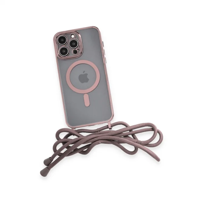 İphone 13 Pro Max Kılıf Divo Lazer Askılı Magsafe Kapak - Pembe