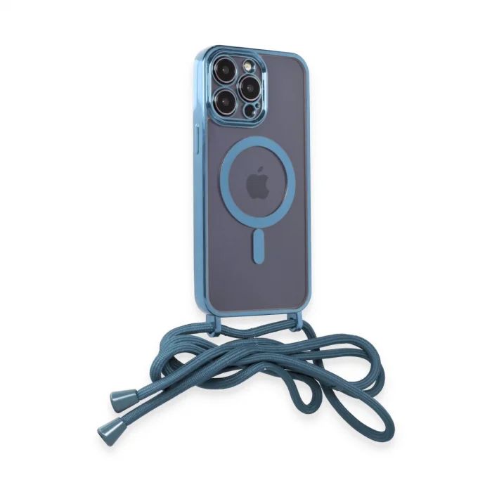 İphone 13 Pro Max Kılıf Divo Lazer Askılı Magsafe Kapak - Sierra Blue