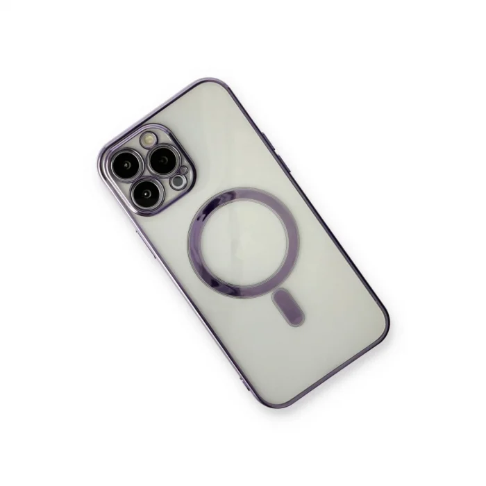 İphone 13 Pro Max Kılıf Magneticsafe Lazer Silikon - Mor