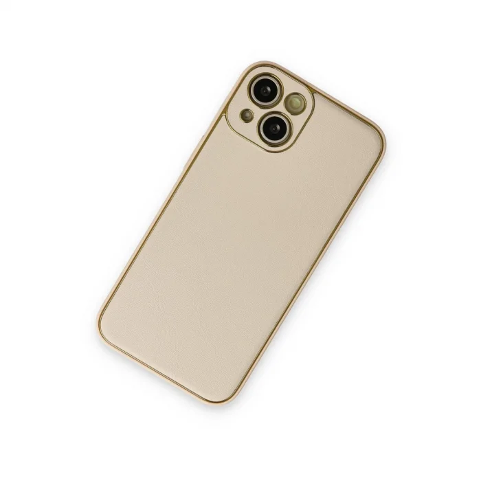 İphone 14 Plus Kılıf Coco Deri Silikon Kapak - Gold