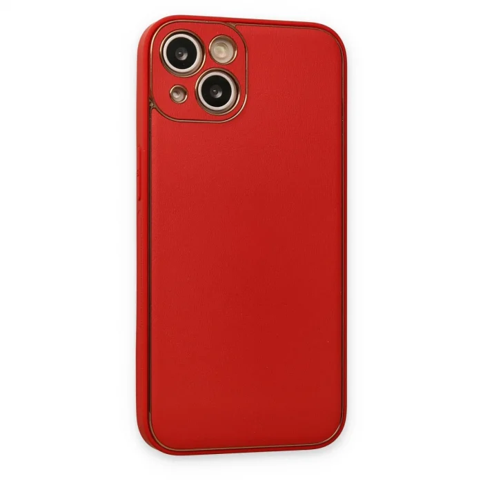 İphone 14 Plus Kılıf Coco Deri Silikon Kapak - Kırmızı