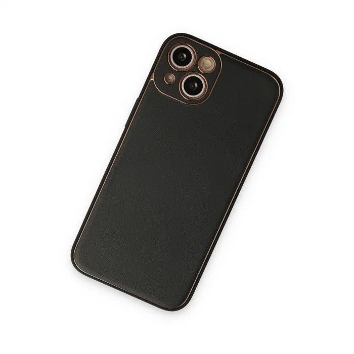 İphone 14 Plus Kılıf Coco Deri Silikon Kapak - Siyah