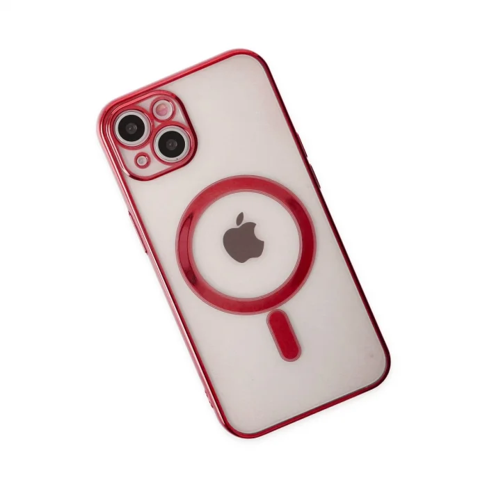 İphone 14 Plus Kılıf Magneticsafe Lazer Silikon - Kırmızı
