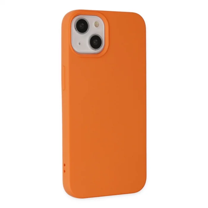 İphone 14 Plus Kılıf Nano İçi Kadife Silikon - Turuncu